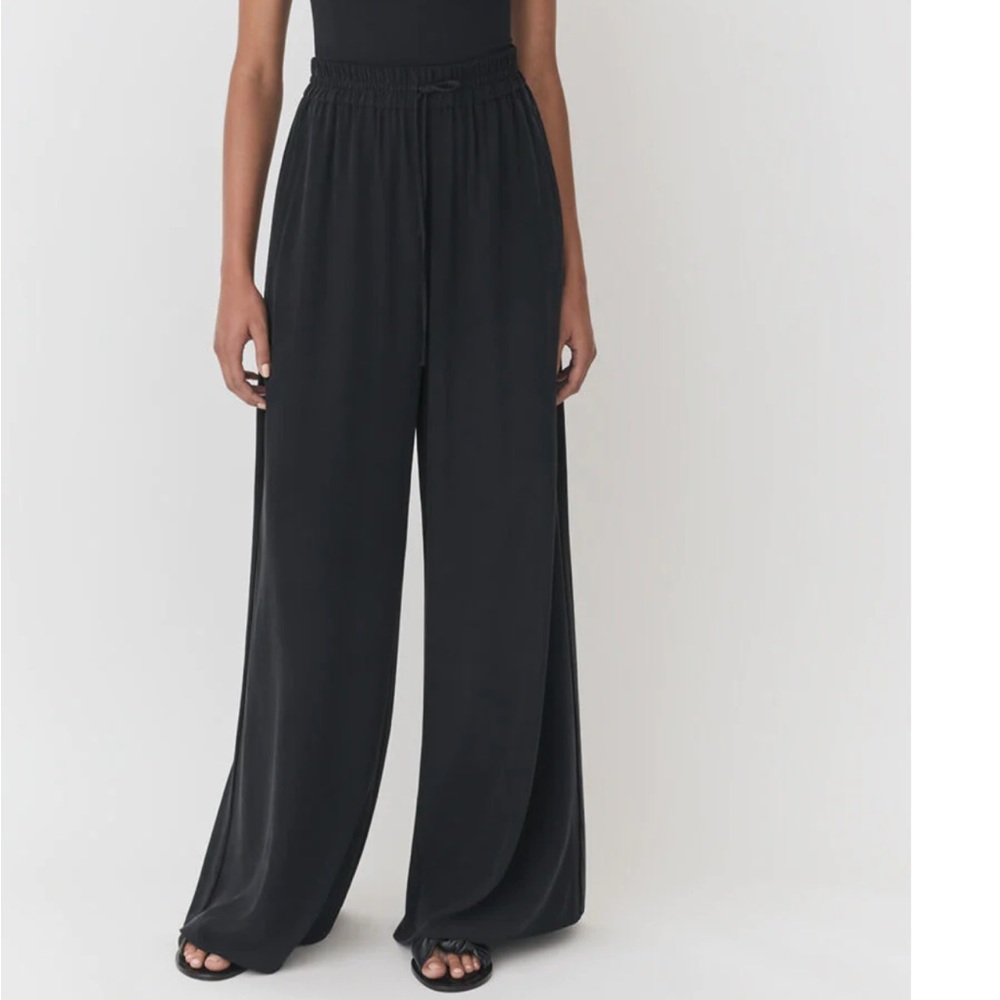 NEW W TAGS Cuyana black washable silk wide leg pant